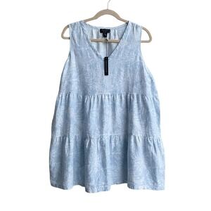 Tahari 100% Linen Floral Print Tiered Sleeveless Dress - Size 2X